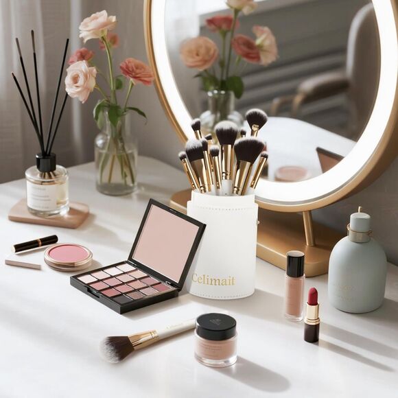 12 Piece White Professional Soft Synthetic Bristles Makeup Brushes Set With Case - Picture 2 of 5